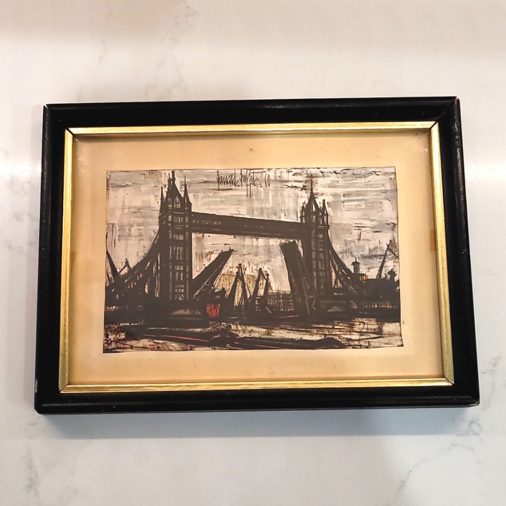 Vintage 1960 Bernard Buffet Tower Bridge London Special Printing for Artext
